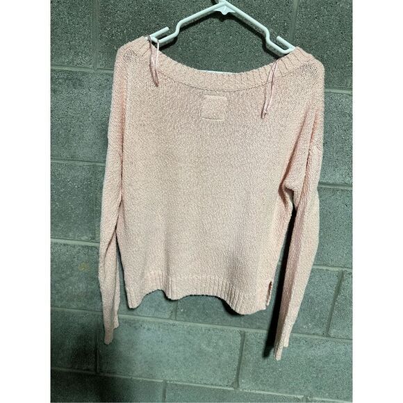 Hollister Pullover Sweater with White Stripes Women Jumper Pink Medium - Picture 3 of 3